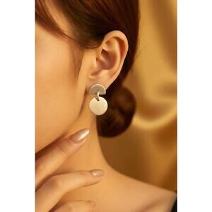 Jane Diaz Sterling Silver Tiny Half Moon / Full Moon Stud Earrings